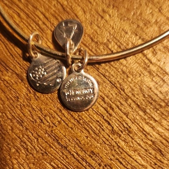 Alex and Ani Silver and Blue Geometric Bracelets - Picture 2 of 5